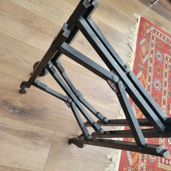 Brass And Copper Folding Tray Table Asian Inspired - Picture 8 of 8